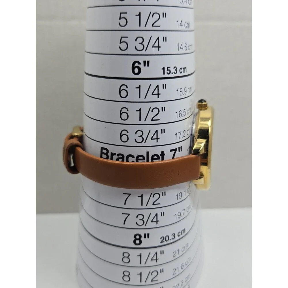 Bertha Madison Womens Gold Tone 36mm Watch Leather Classic Dress New Battery